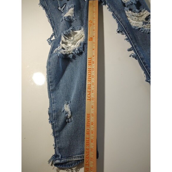 Denim Chaps Style Kendall Custom Cut Biker Jeans Distressed Custom VTG Hippie 27 - Picture 8 of 12